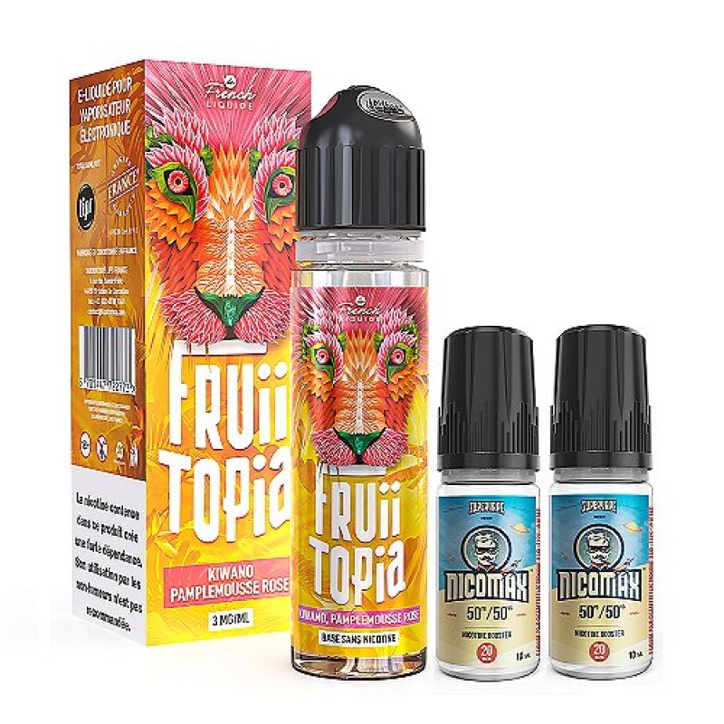 Pack 40ml + 2 Nicomax Kiwano Pamplemousse Rose Fruiitopia Le French Liquide - 6mg