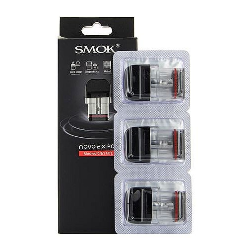 Pack de 3 Pods 2ml + résistance Meshed 0,9ohm Novo 2X Smok